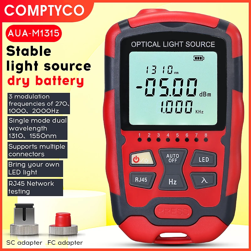 COMPTYCO AUA-M1315(Dry Cell)/MC1315(Rechargeable) Mini Stable Light Source 1310/1550nm Fiber Optic Testing Tool With LED Light