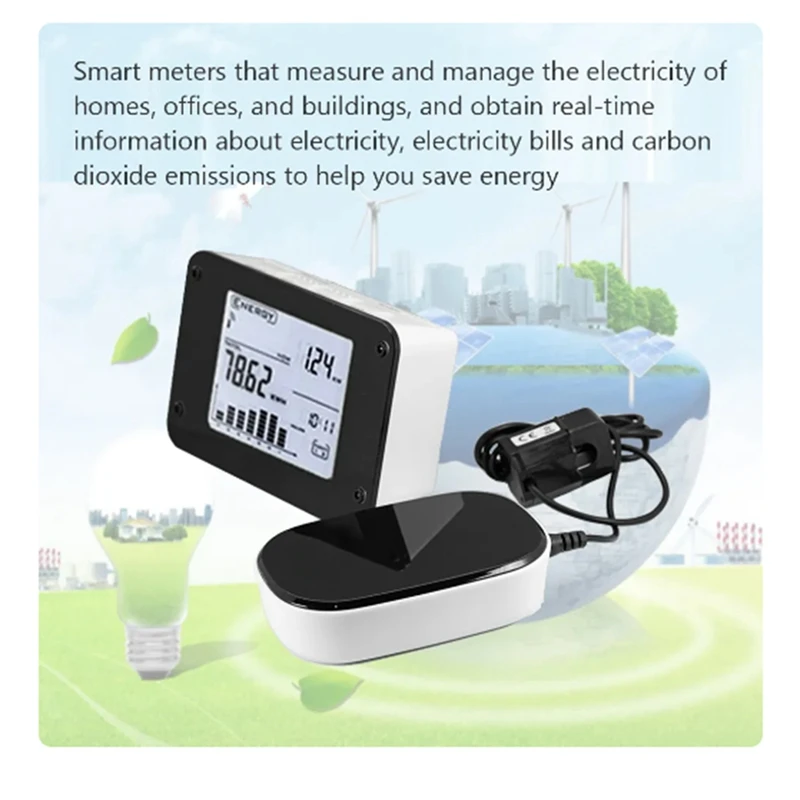 Wireless Electricity Monitor To Track Energy Usage In Real Time For Single Or Three Phase Power Meter White+Black