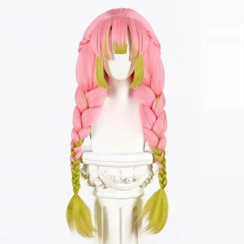 Kanroji Mitsuri Cosplay Wig Pink Green Hair Artificial Wig Role Play Prop Accessories for Women Men Theme Party view 3