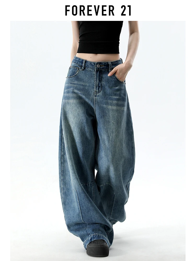 Vaqueros de Pierna Ancha Estilo Americano para Mujer, Diseño Holgado y Estilizador, Nuevo Estilo de Verano, Vaqueros Curvos Forever 21, Ropa Casual