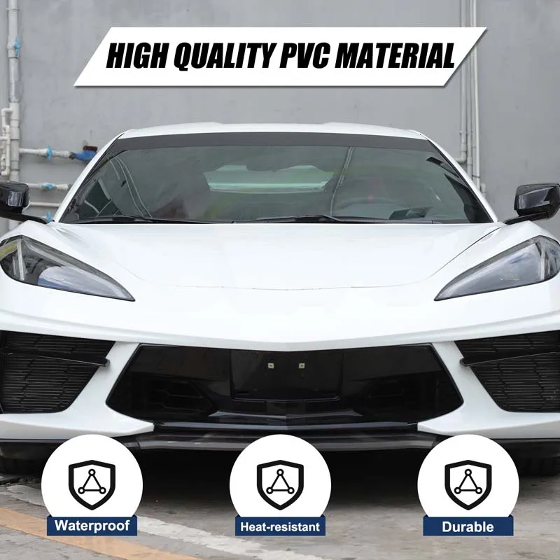 

For Corvette C8 2020-2025 Automotive Front Windshield Sunshade Sticker PVC Black Automotive Modification Accessorie