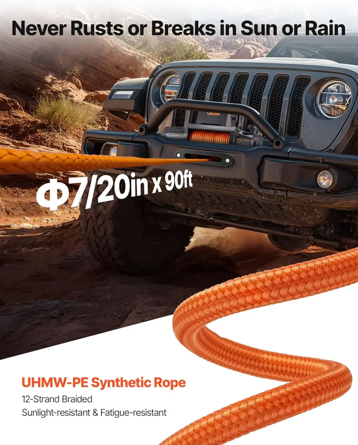 Electric Winch, Load Capacity,  Truck Winch with  ft Synthetic Rope, Wireless  Wired Remote Control