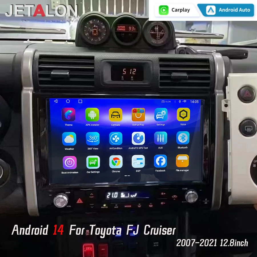 

12,8 "Android 14 беспроводной Carplay для Toyota FJ Cruiser 2007-2021 GPS автомобильный радиоприемник мультимедийный видеоплеер навигация 4G головное устройство
