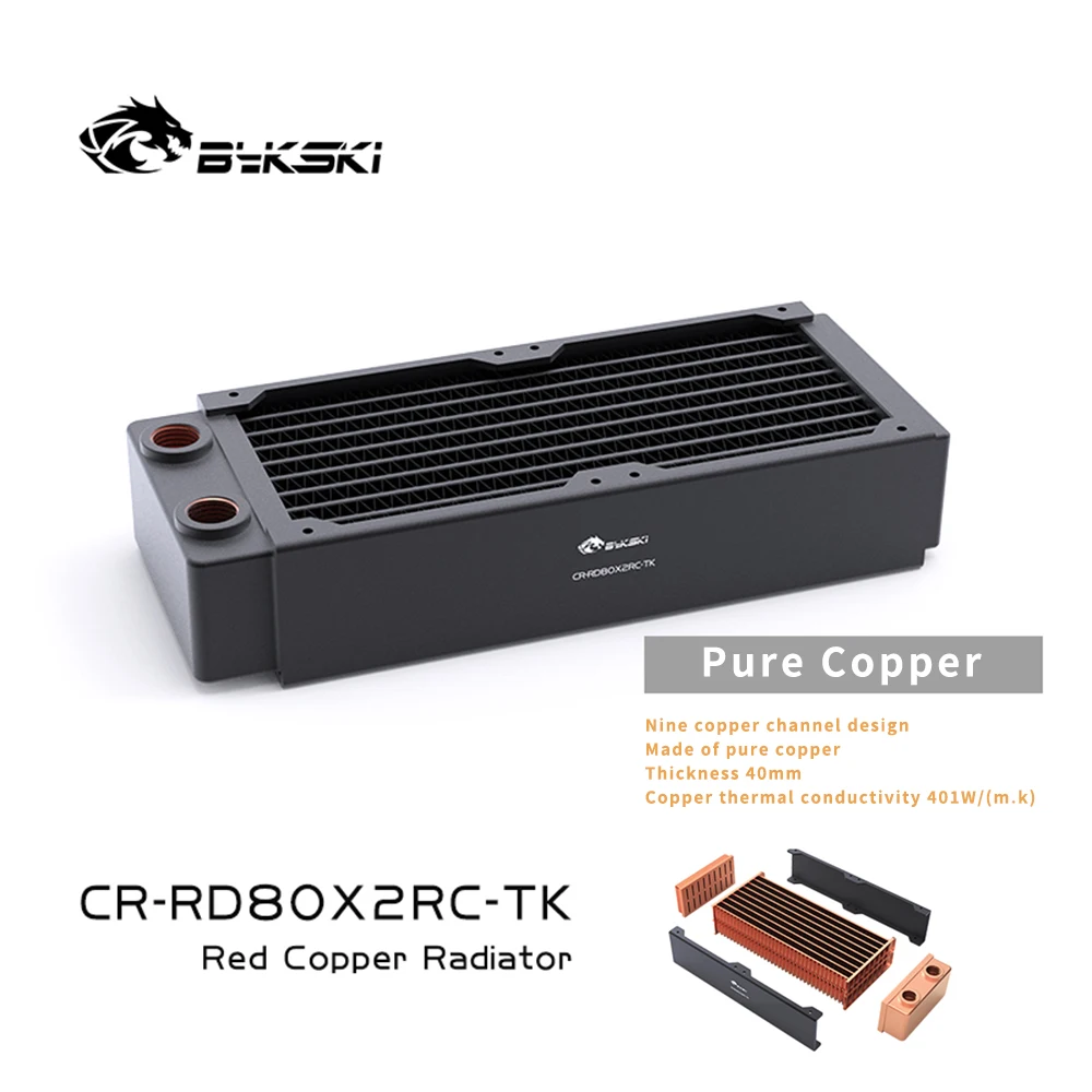 

Bykski Pure Copper Radiator 40mm Thick For 8cm Fan High-performance Heat Dissipation Water Cooling Radiators , CR-RD80RC-TK