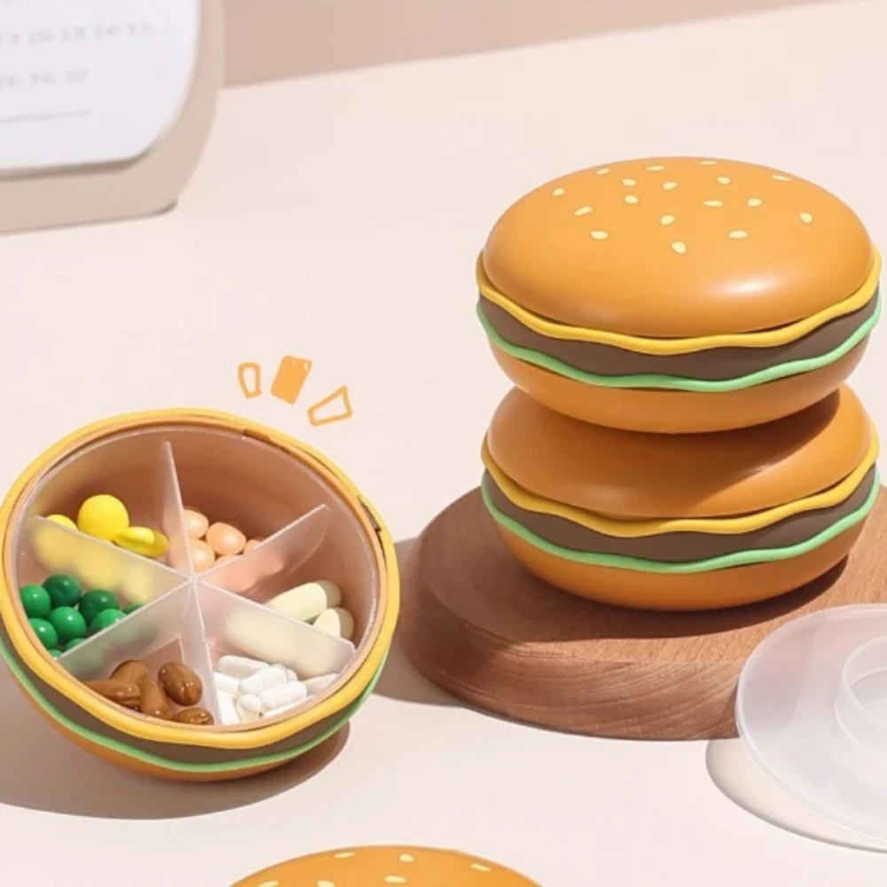 

2/3/6 Grid Hamburger Pill Box Portable Medicine Dispensing Box Three Meals A Day Seven Days A Week Mini Sealed Storage