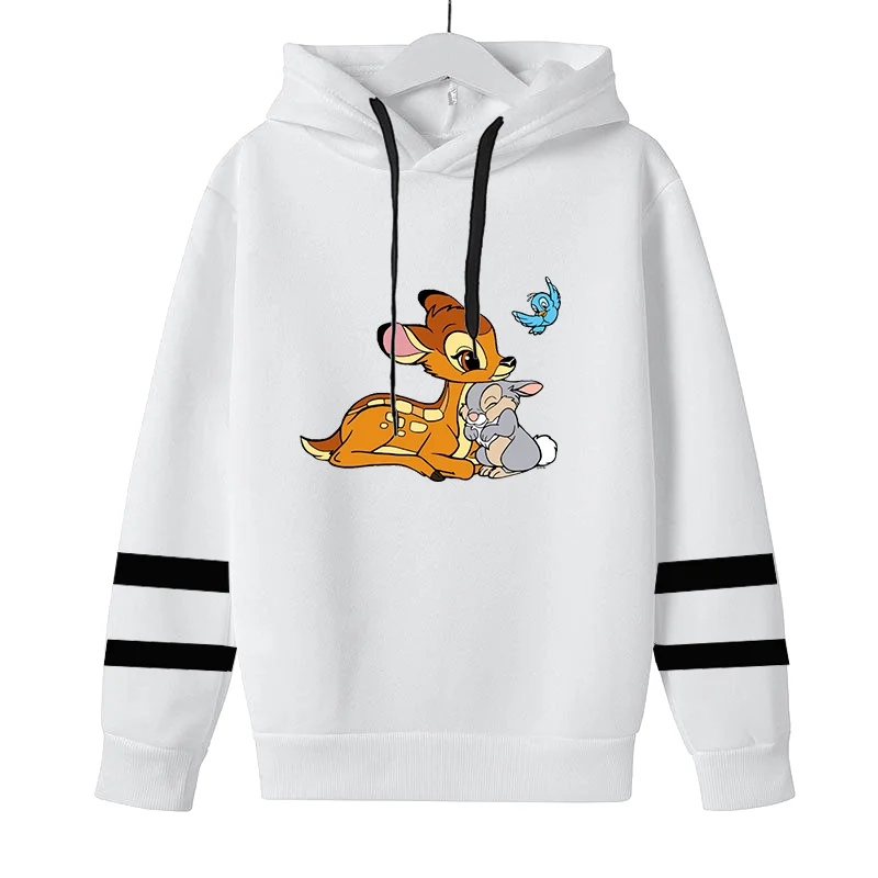 Disney Bambi Boys Girls Fashion Streetwear Tops Hoodies Men Women Harajuku Loose  Hooded Pullover Sweatshirt