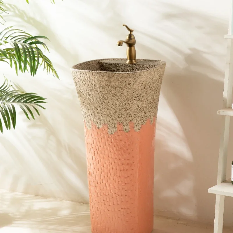 

Creative column integrated floor type outdoor wash garden sink terrace balcony art wash basin