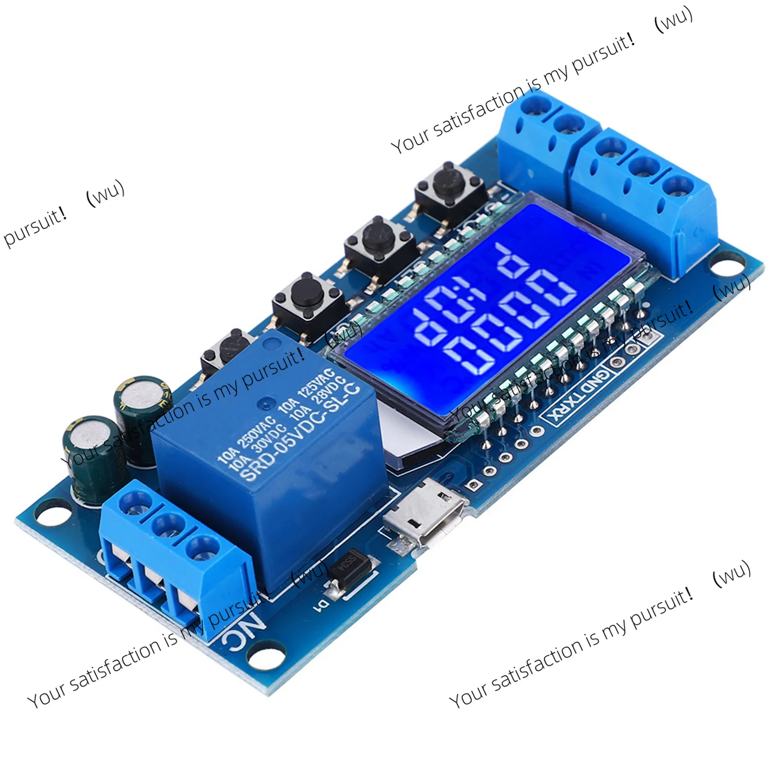 5/12/24V delay relay module, delayed shutdown timer with LCD display (0.01 seconds – 9999 minutes)