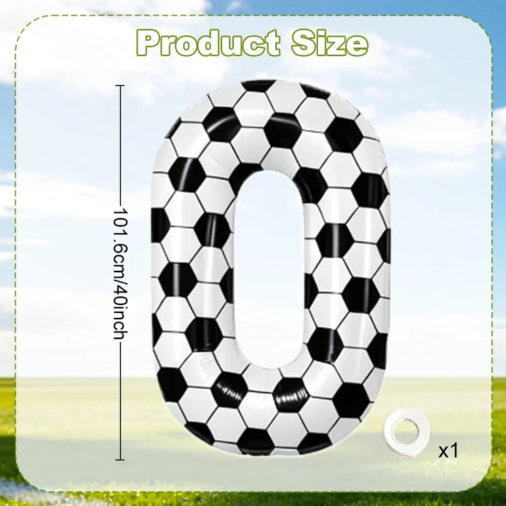 Schwarz-weißer Fußball-Digitalballon 0-9, 40 Zoll großer digitaler Ballon mit Sportmotiv, Geschenk, Geburtstagsparty-Jubiläumsdekoration