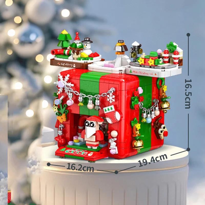 Blocs de construction de noël créatifs, mécanisme Surprise, boîte-cadeau assemblée, modèle de vacances du père noël, jouets, Mini briques, cadeaux pour enfants