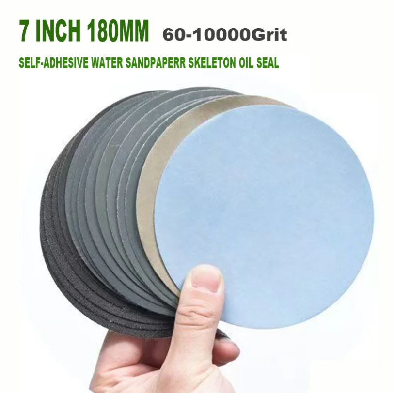 7Inch 180mm Sandpaper Special Sandpaper Disk 60-10000 Grit For Round Polishing Flocking Self adhesive Sandpaper Abrasive Tools