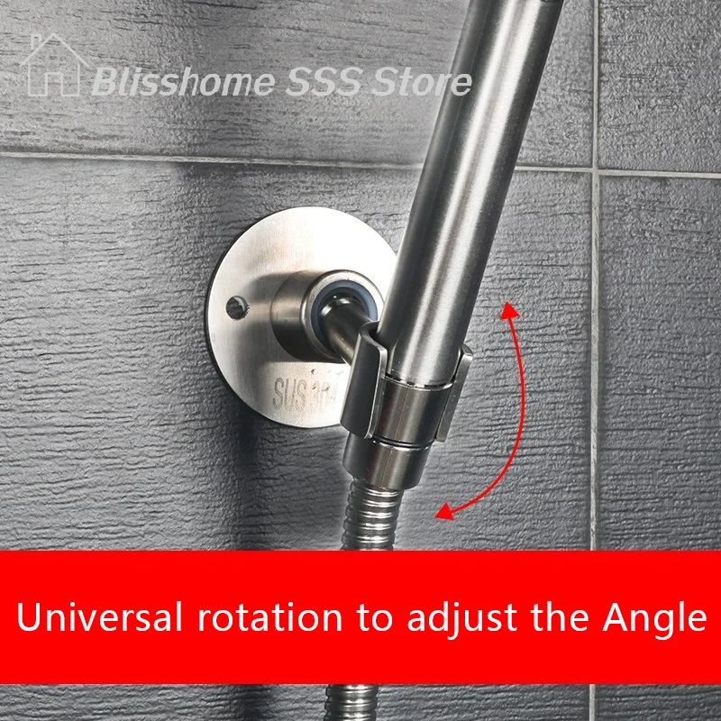 【S】Stainless Steel Bathroom Easy Install Shower Head Holder Hotel With Screws Durable Heavy Duty Wall Mounted Home