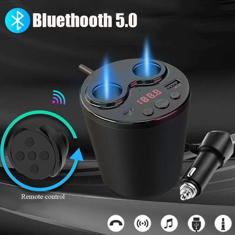 Car Bluetooth MP3 Player Car FM Transmitter U Disk TF Card Audio Player Fast Charger Dual Cigarette Lighter Power Adapter Kit