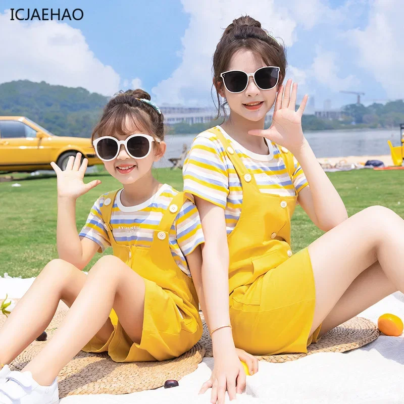 2025 Matching Family Clothes Mom Dad Daughter Son Overalls Set Denim Romper  Kids Twin Outfits Summer Jumpsuit Mother Father - view 5