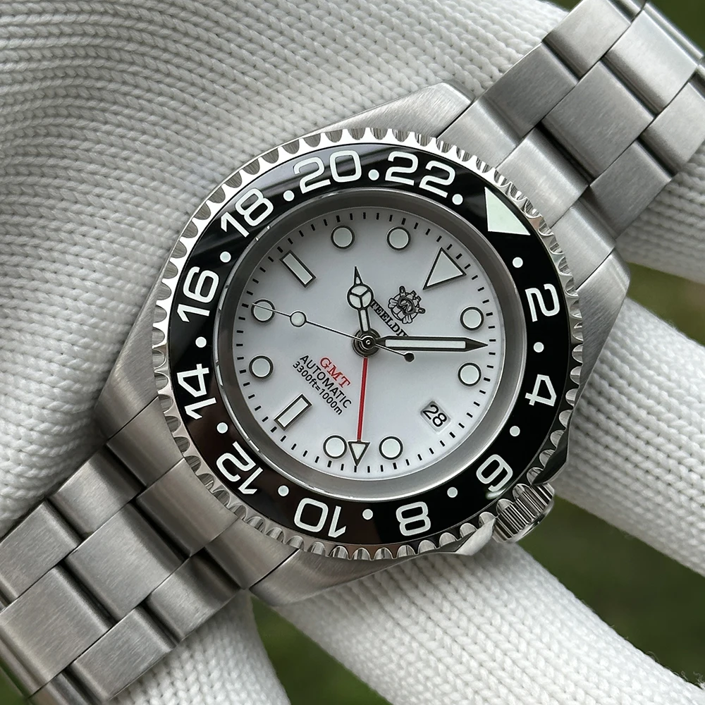 

STEELDIVE SD1964GMT 2025 New Watch White Dial Four Hands Ceramic Bezel Insert Luminous Sappire Glass Automatic Mens Dive Watches