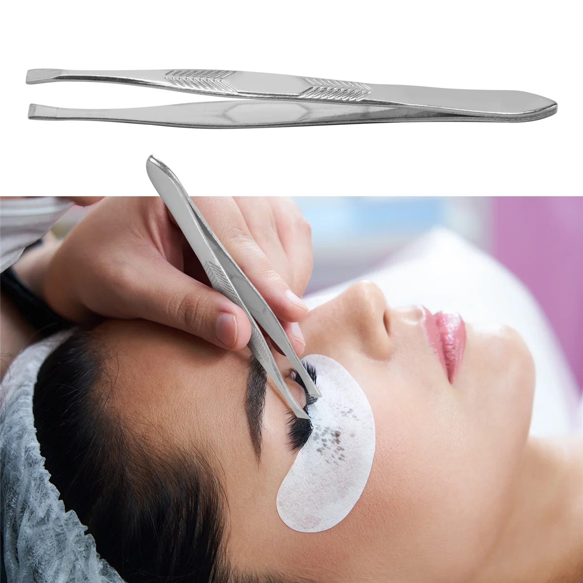 Silver Tone Stainless Steel 3.5" Length Tweezer for Eyebrow