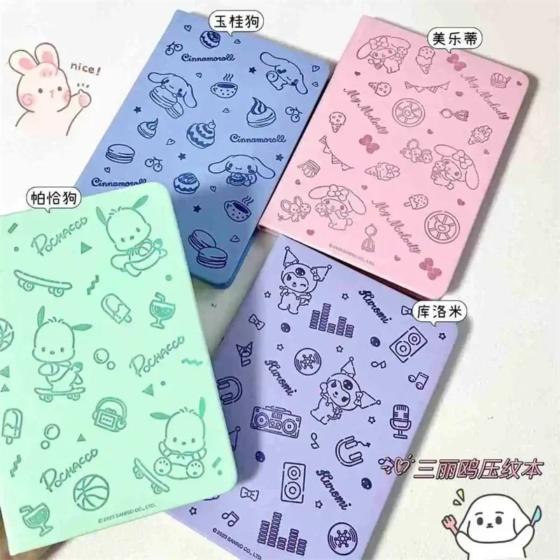 

Sanrio Cinnamoroll Notebook Cute Cartoon Kuromi Student Highly Attractive Embossing Color page B6 Account Book Holiday Gifts