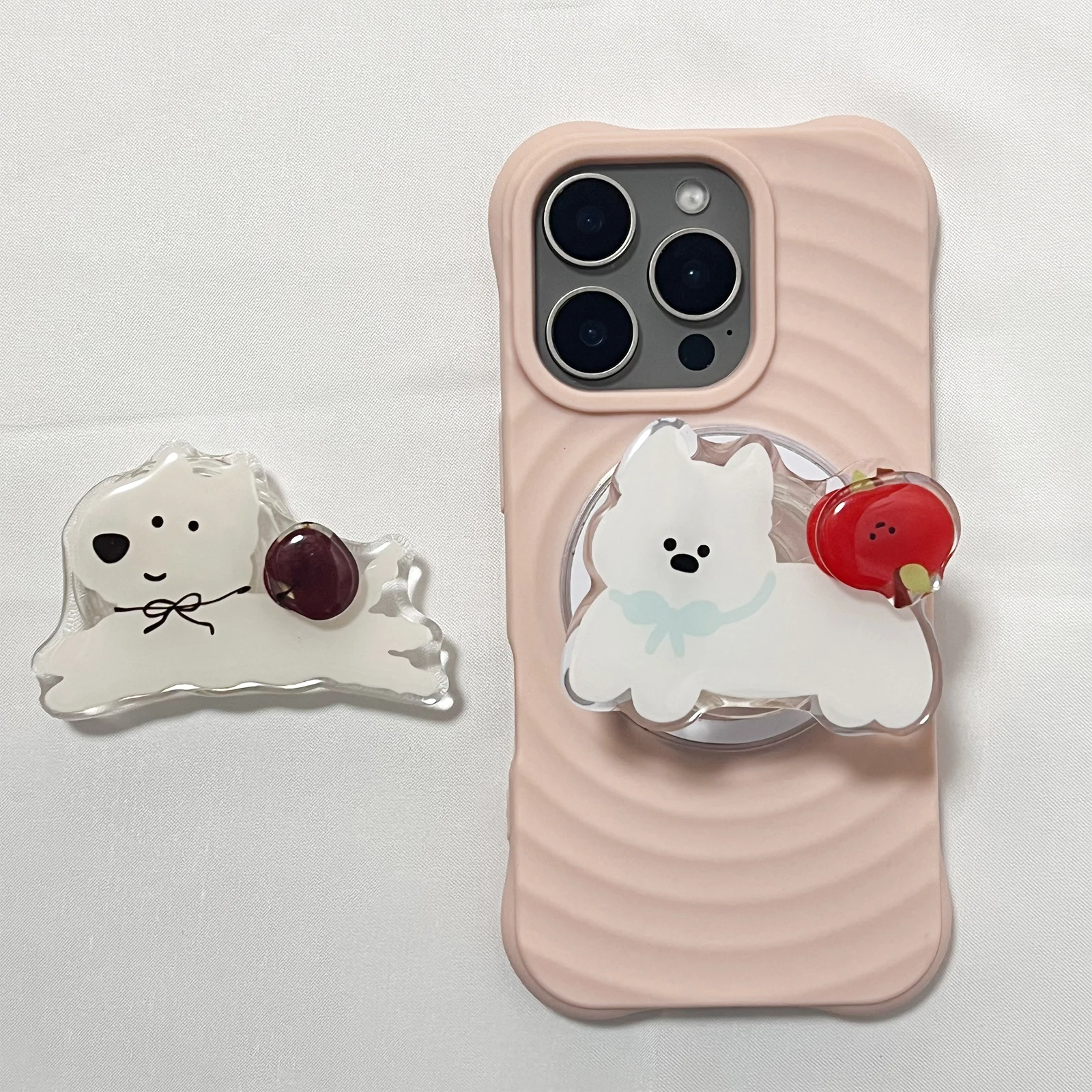 

Cute 360 Degree Rotation Puppy Carrying Fruit Foldable Phone Holder For iphone 17 Pro Max 16 Pro Max Phone Case Girl Gift