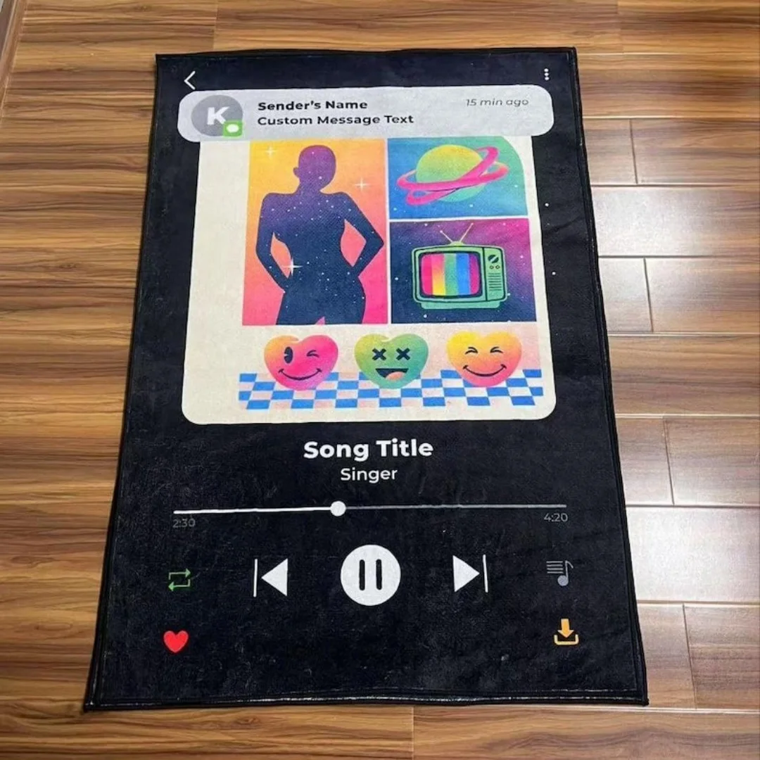 Album Cover Rug Customizable Personalized Music Carpet Music Player Rug Custom Song Rug Music Album Carpet For Birthday Gift