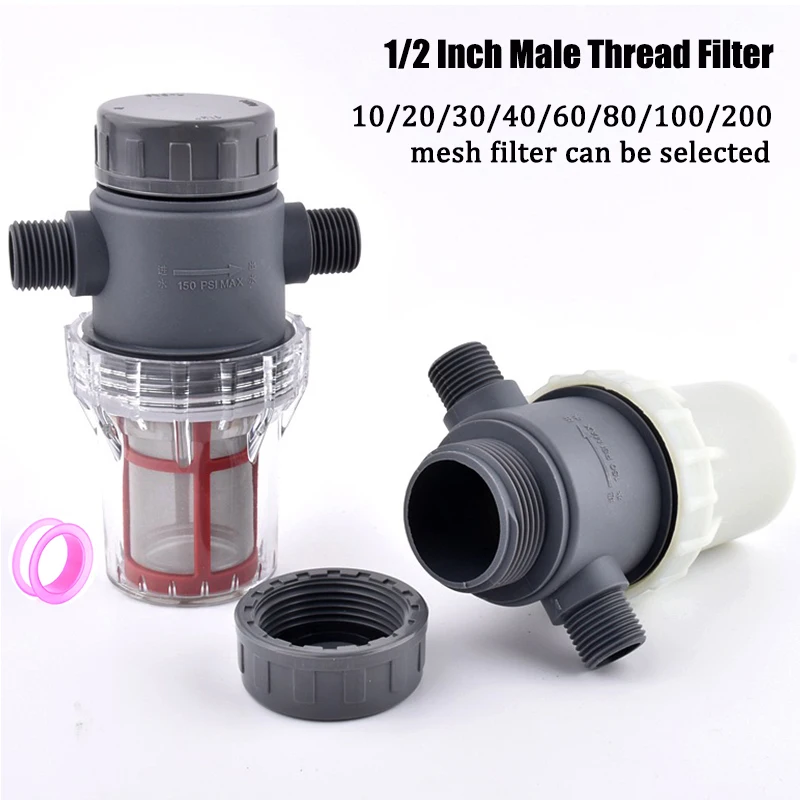 1/2'' Male Thread Filter Garden Watering Irrigation Filter Large Flow Visible Strainer Agriculture Irrigation Impurit Prefilter
