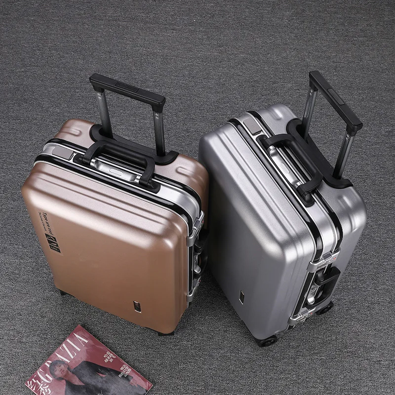 aluminium luggage 20 inch boarding bag durable aluminum suitcase Multifunctional USB charging permitted to both men and women