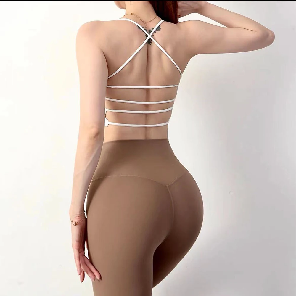 Women Girls Push Up Padded Cool Comfort Running Open Back Sexy Sports Bra Workout New Summer Outdoor Mountain Bike Yoga Bra