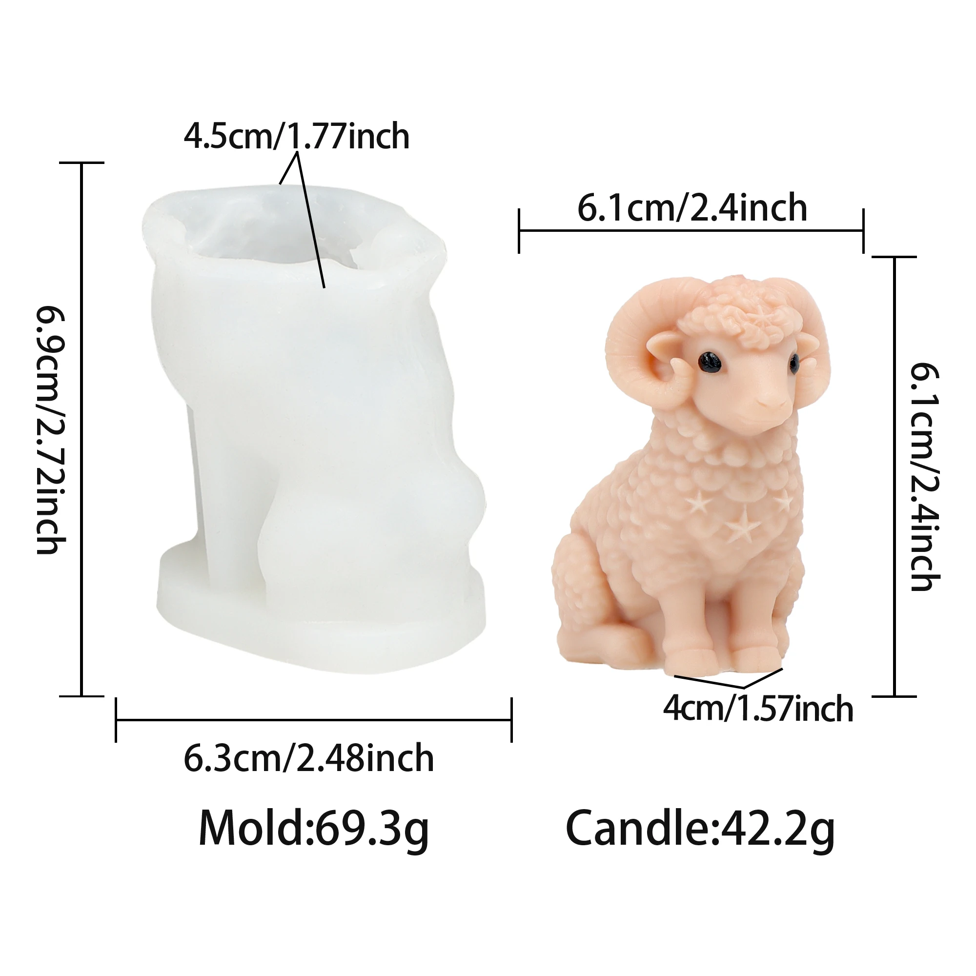Niedliche Schaf-Silikonform für Kerzen mit Schleife, sitzendes Schaf, süßes Design, DIY, geeignet für handgemachte Kerzen, Gips, Seife, Heimdekoration – Detail 1