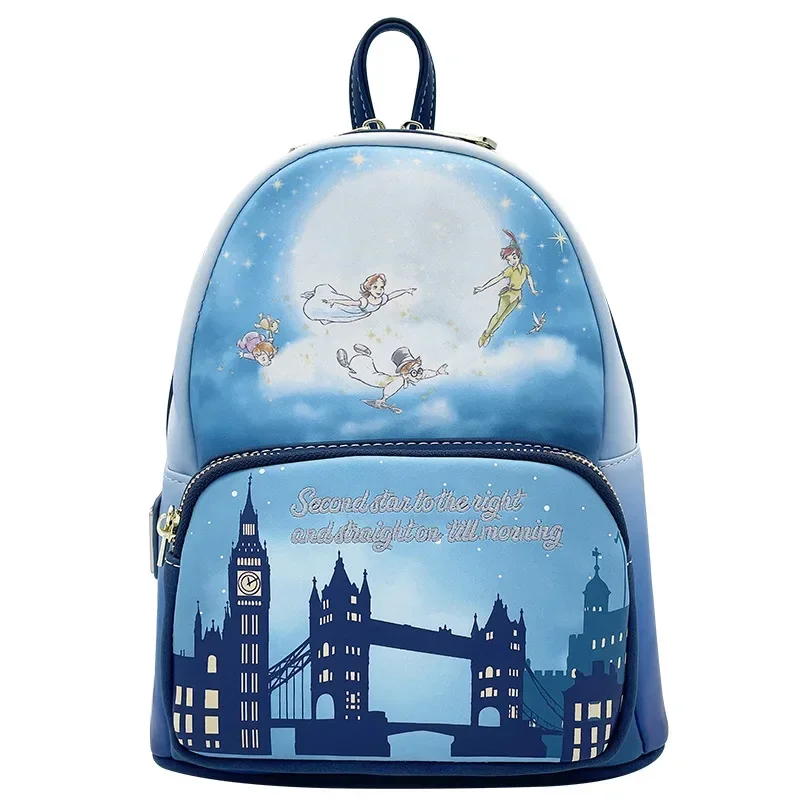 Loungefly Disney Peter Pan Backpacks Peter And Wendy Star Sky Pu Leather Students Backpack Waterproof Bag Birthday Xmas Gifts