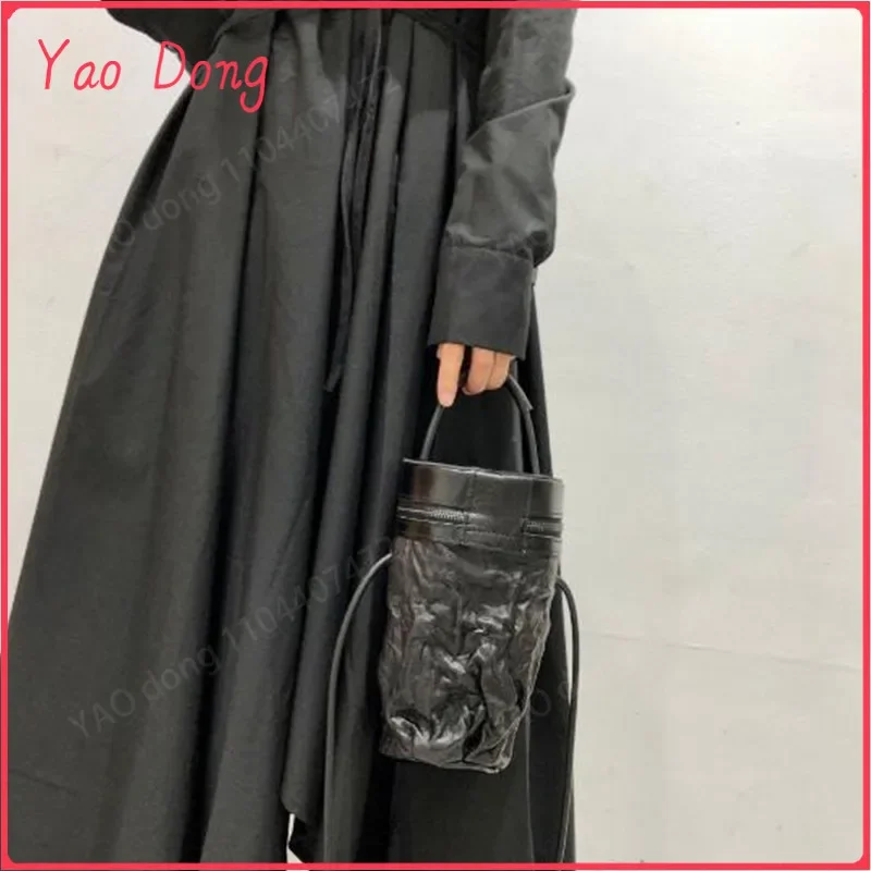 Yao Dong Retro Genuine leather handmade head layer plant tanned sheepskin One shoulder bag crossbody bag bucket handbag female s