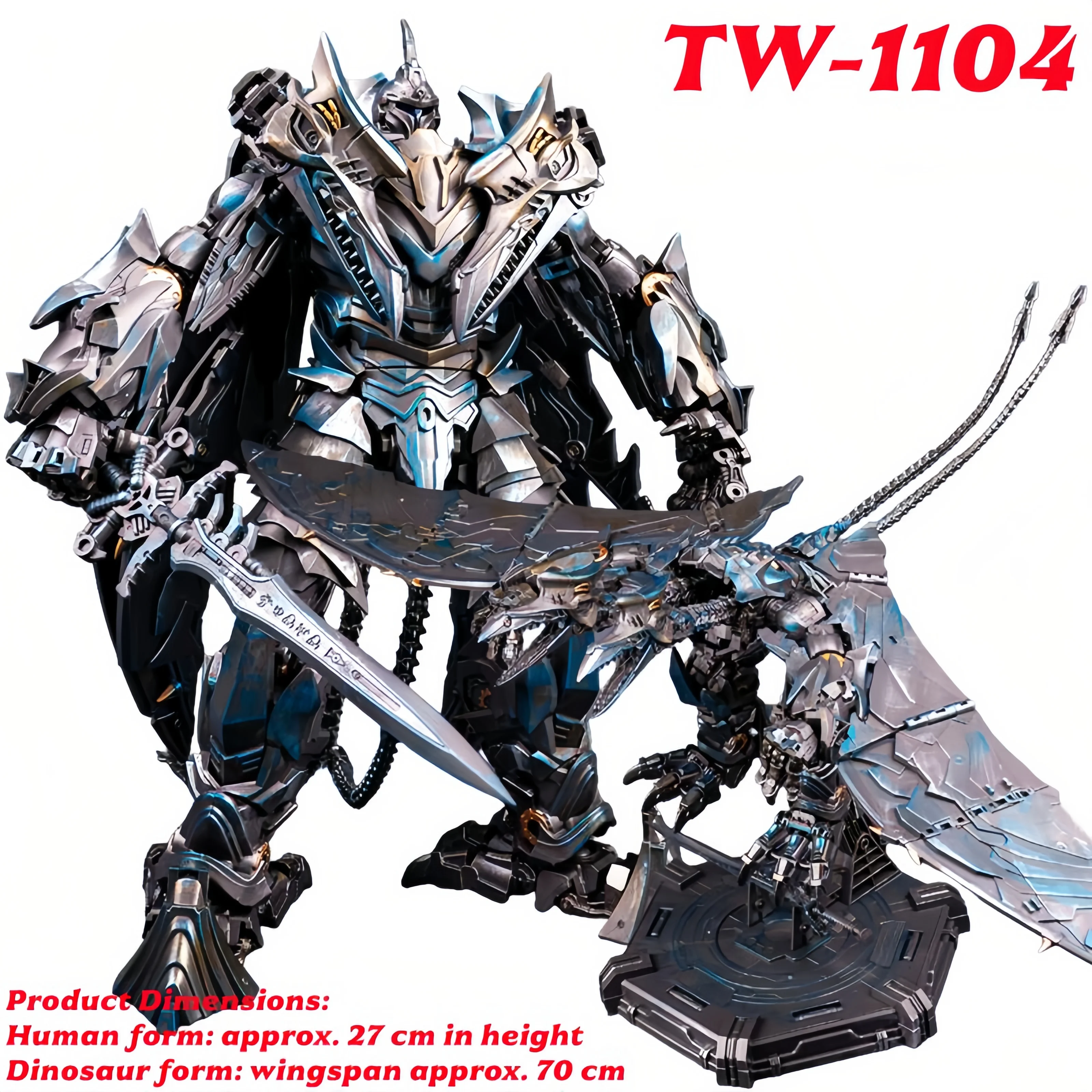 

Transformation TW1104 Strafe Dinobot 27cm Robot Figure 70cm Wingspan Dinosaur Form with Display Stand & Ice Sword Collection Toy