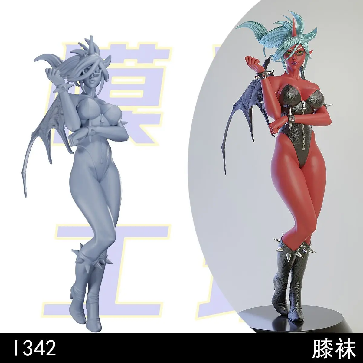 Kneesocks & Scanty 1:64 Miniature– P&S Demon Sisters 3D Printed Resin Unpainted Kit