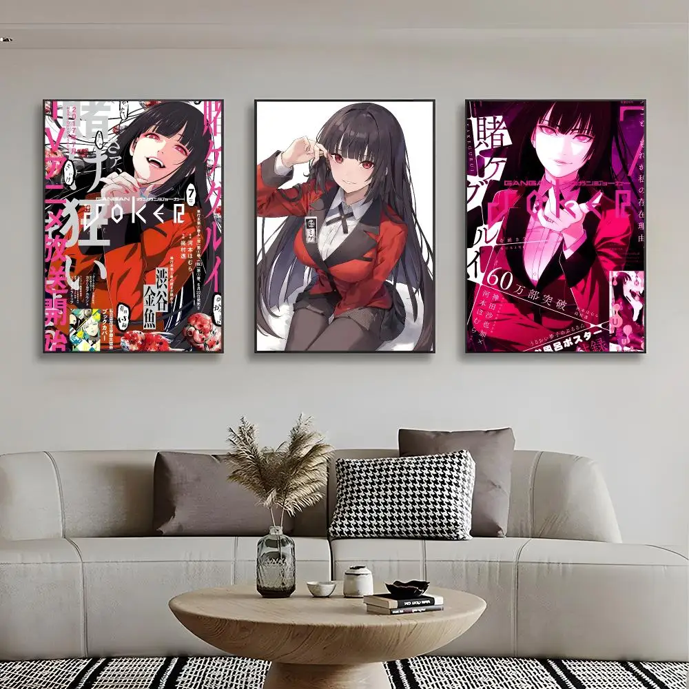 Gambling Anime K-Kakegurui Poster Frameless Wall Art Print, Peel-and-Stick Removable