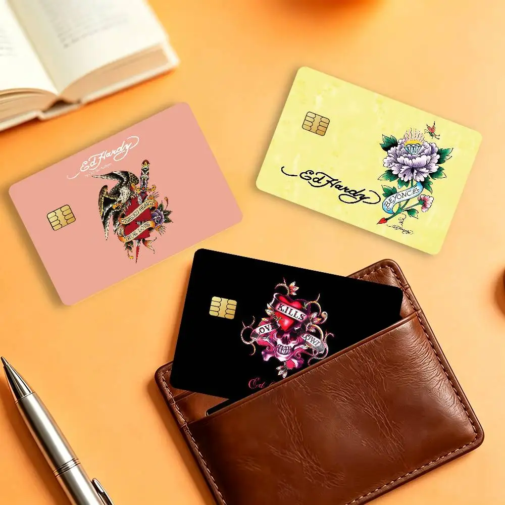 Fashion Brand Matte Card Stickers For Credit Cards Debit Cards And Transit Cards  E-Ed H-Hardy 4Pcs