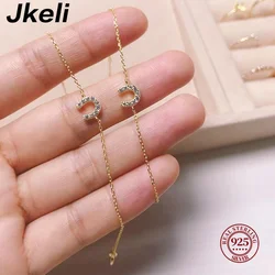 Real 925 Sterling Silver Zircon Letter U Charm Bracelet for Women Party Trendy Fine Jewelry Minimalist Light Luxury Accessories