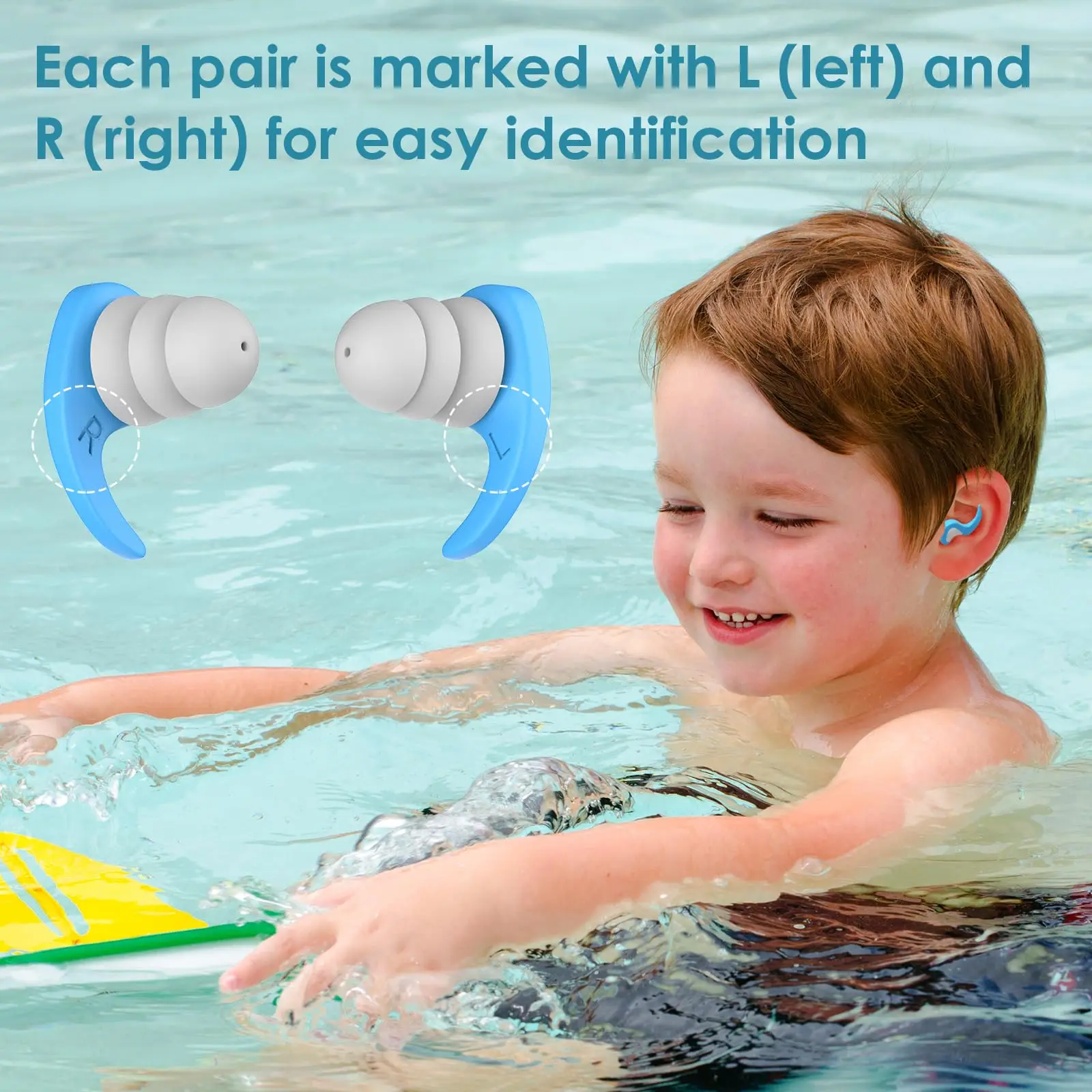 Children\'s Swimming Earplugs, 3 Pairs of Reusable Waterproof Silicone Swimming Earplugs for Children 4-12 Years Old