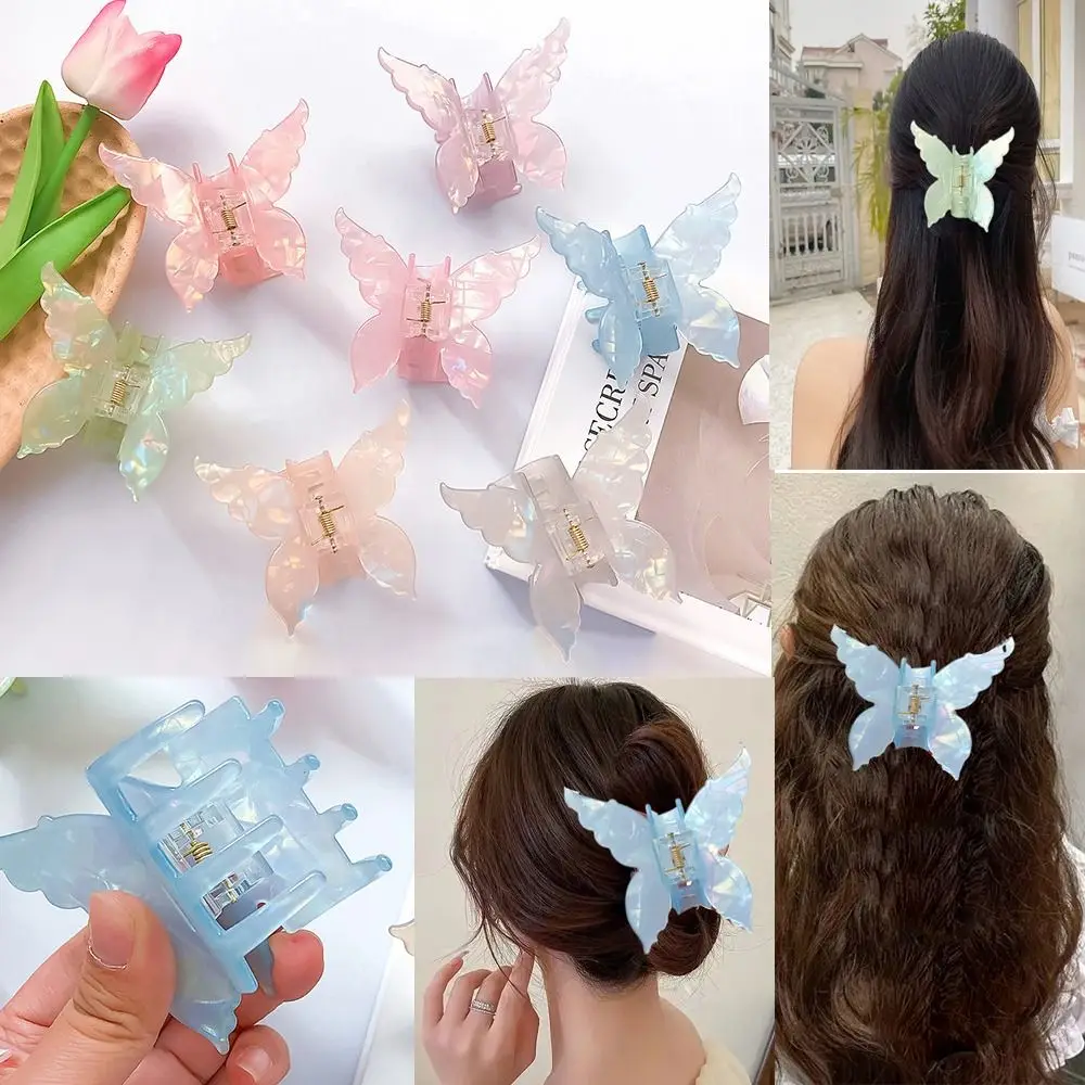 French Retro Butterfly Hair Clips Hair Accessories Coiled Hair Grasping Sweet Back Of The Head Hair Claws Women Lady Girl