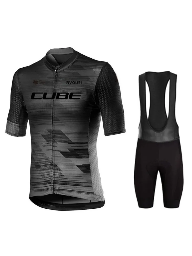 Rvouei Cube Team Wielertrui Sets Korte Mouw Zomer Fietskleding Ademend MTB Fiets Bib Pak Maillot Ropa Ciclismo - afbeelding 2