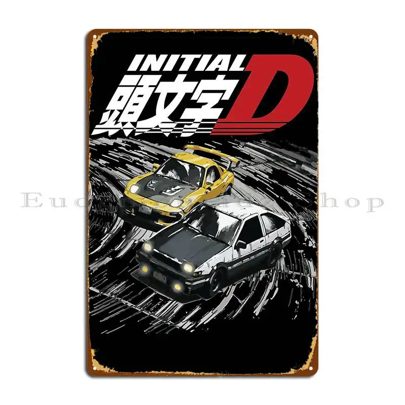 Mountain Downhill Night Drift Racing Initial D Tandems Metal Plaque Poster Wall Cave Kitchen Funny Cave Designer Tin Sign Poster