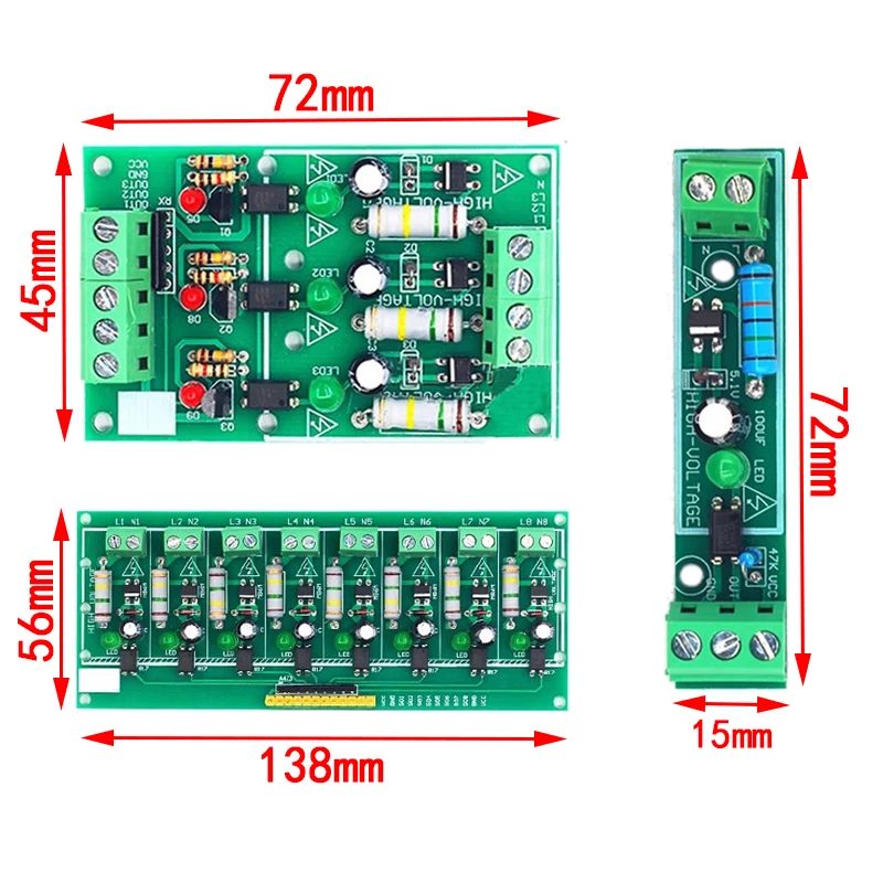 AC 220V 1/3/8 Channel MCU TTL Level 8 Ch Optocoupler Isolation Test Board Isolated Detection Tester PLC Processors Module