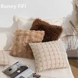 Cream Puff Bubble Plush Cushion Cases Embroidered Jacquard Solid Color Velvet Pillowcase  45x45cm 30x50cm