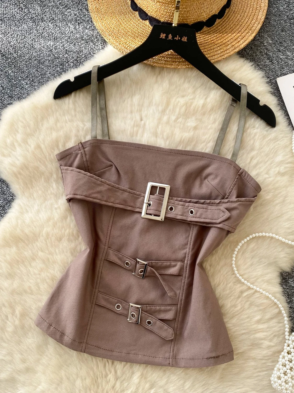 Foamlina Canotta da donna Estate Hot Girls Cinghia regolabile Fibbie senza maniche Slim Fit Cerniera posteriore Canotta corta Streetwear