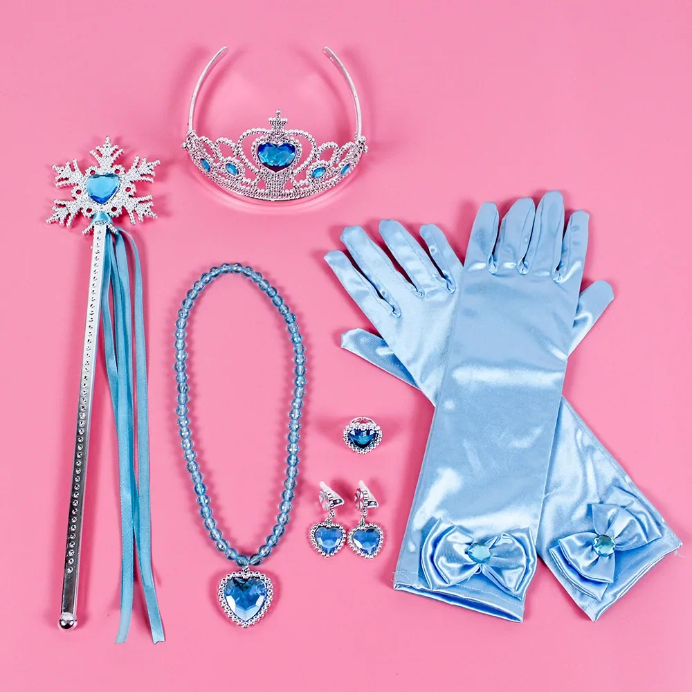 Pincess Anna Elsa Cosply Accessories Crown Magic Wand Necklace Wig Gloves Frozen Snow White Belle Cinderella Princess Role Play