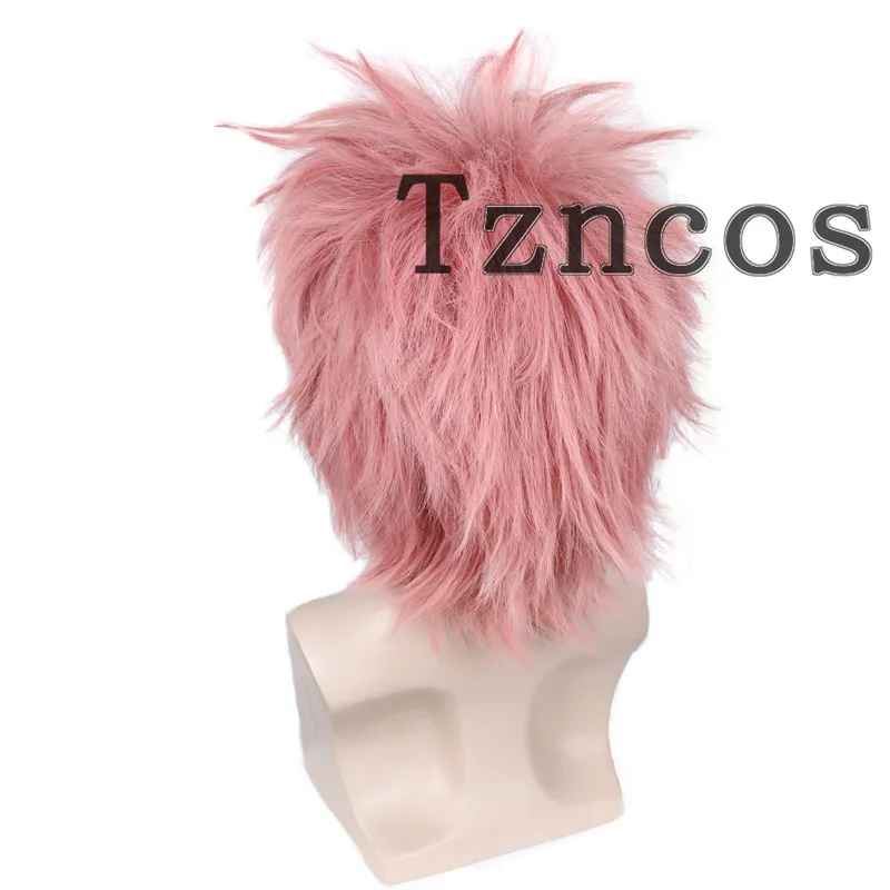 Tzncos natsu peruca para homem mulheres unisex traje cosplay peruca de cabelo curto rosa resistente ao calor do cabelo sintético