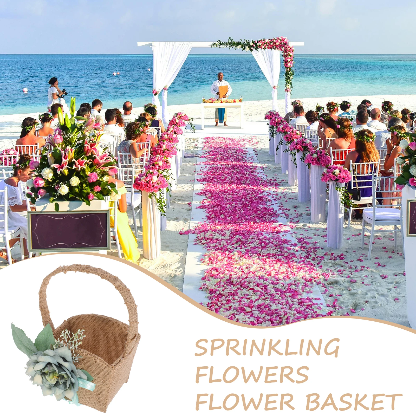 

Rustic Wedding Flower Basket Delicate Color Fake Flowers for Wedding Ceremony Engagement Candy Fruit Gift Container