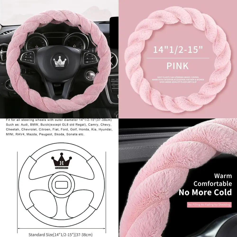 

Роскошный пушистый зимний чехол на руль автомобиля для женщин, мягкий теплый плюшевый милый автомобильный аксессуар для автомобиля, седана, универсальный, Fuz
