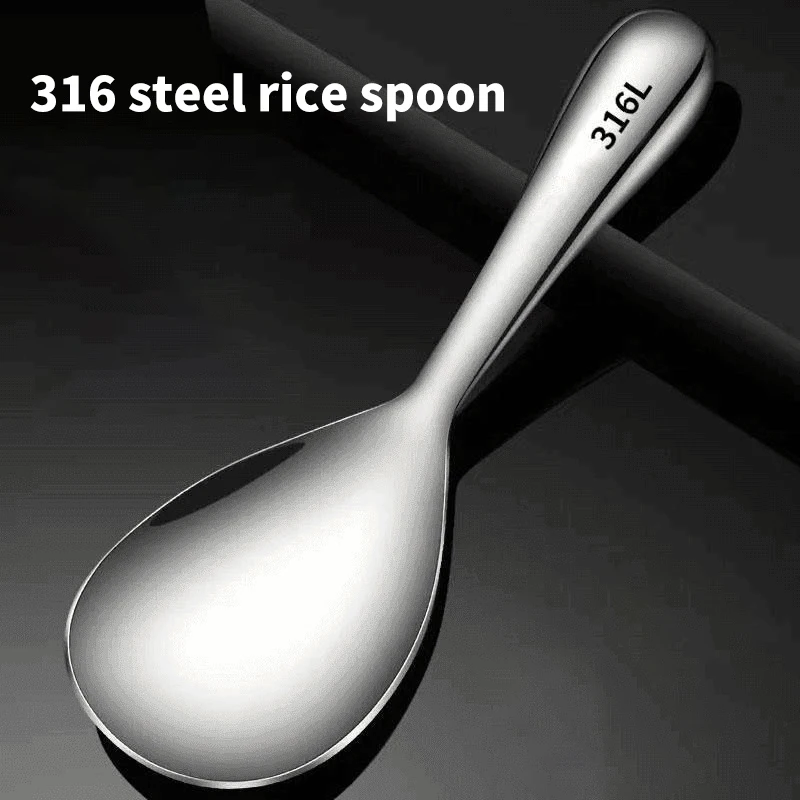 Y 304 Stainless Steel Rice Spoon Household Rice Shovel Canteen Long Handle Dining Spoon Large Spoon Rice Is Not Sticky