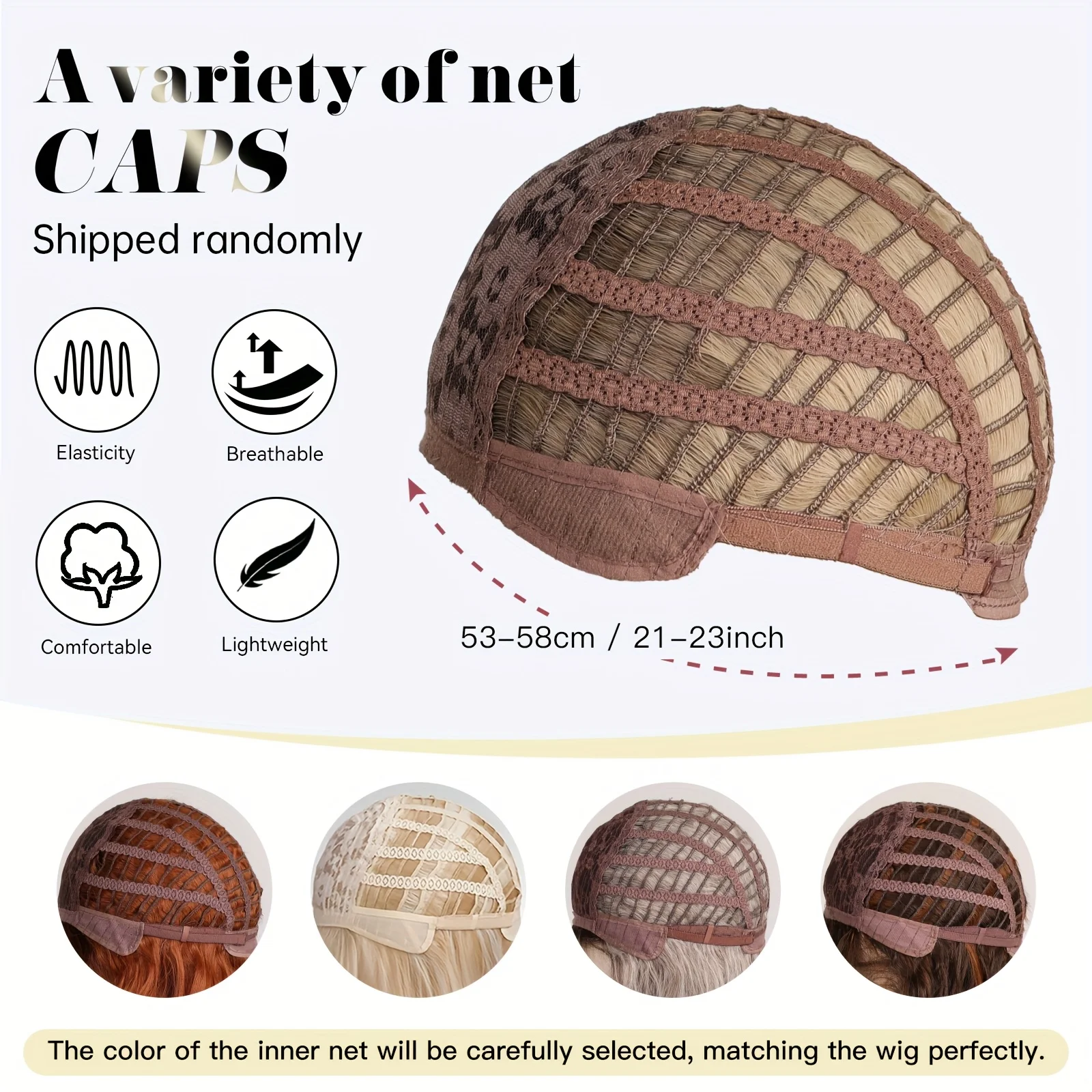 10-inch chestnut, white, and gold ombre rose net trimmable wig headband, suitable for parties, music festivals