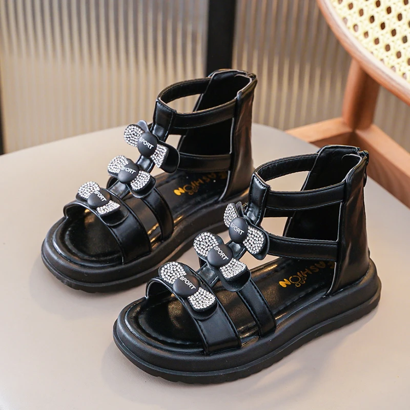 *Summer Fashion Student Flat Princess Cute Children's Casual Sandals Elegant/Comfortable Fish Mouth Water Diamond Girls' Sandals