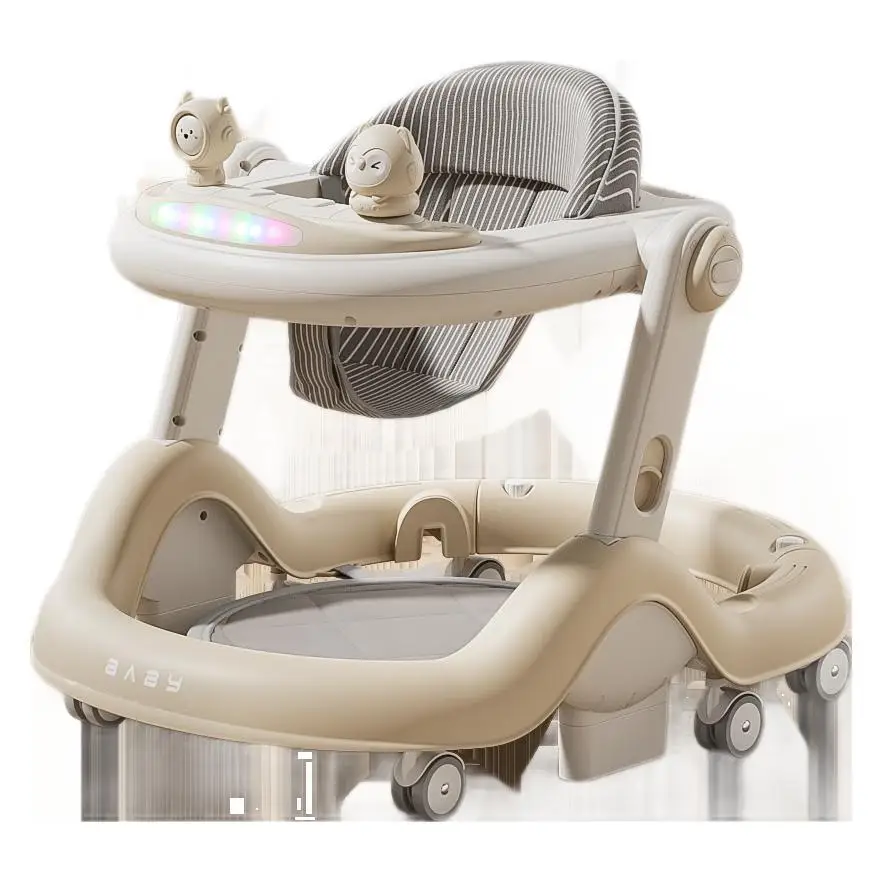 Baby Walker Music Multi-functional Anti-O-leg Anti-rollover Folding 6-18 Months Baby Can Sit and Push The Baby Walker