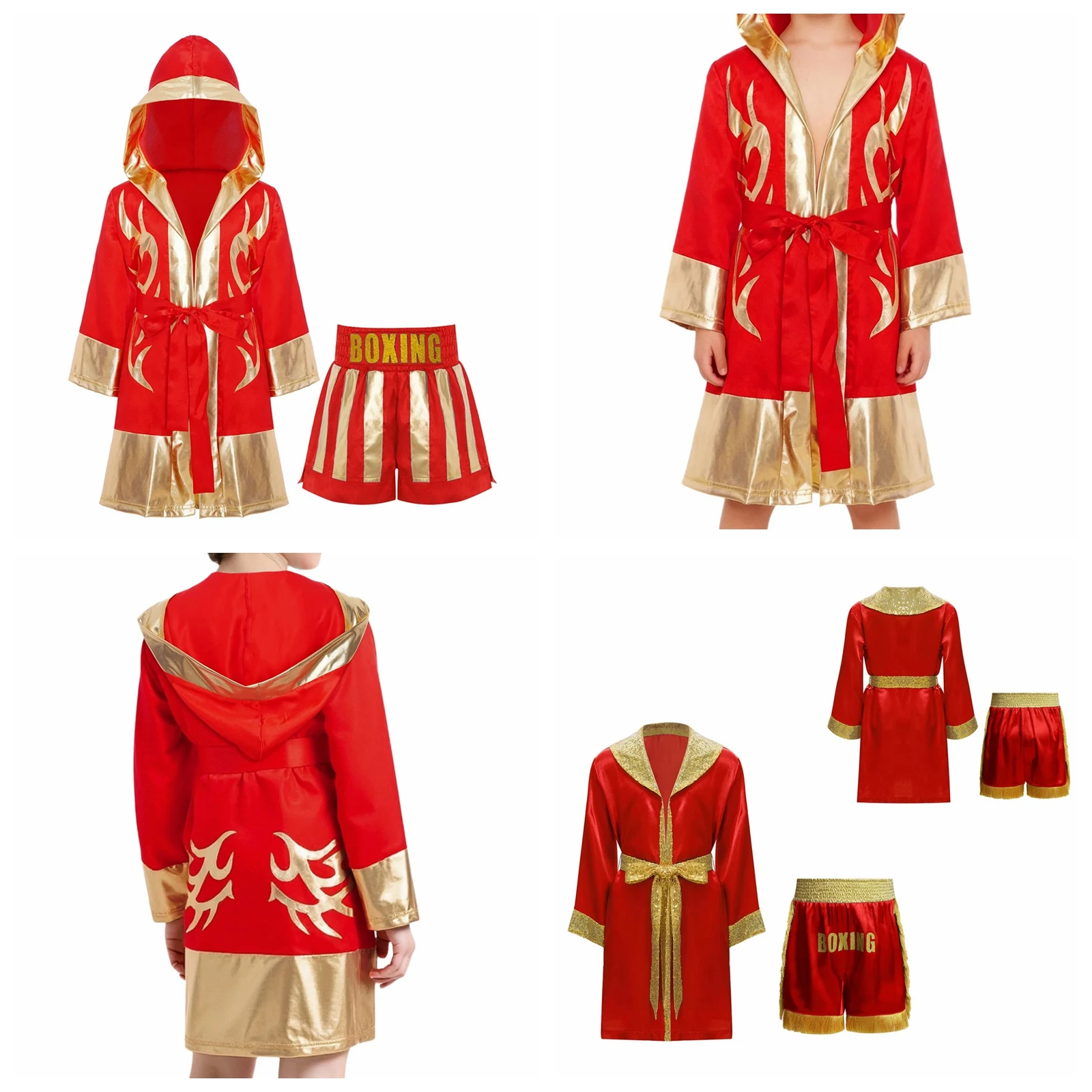

Kids Boxer Robes Children Satin Muay Thai Outfit for Boys Girls Boxing Outfit Martial Arts Suits Fighting Training Cosutmes